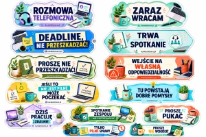 Naklejki napisy biurowe komplet 15szt