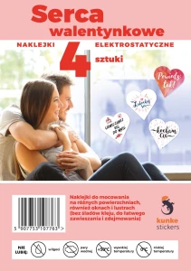 Ozdoby walentynkowe naklejki  elektrostatyczne w pakiecie 4szt. 