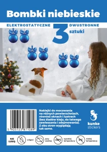 Bombki niebieskie elektrostatyczne dwustronne 3szt.